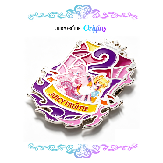 Juicy Fruitie: Origins — Limited Stained Glass Enamel Badge & Laser Ticket Memorial Set