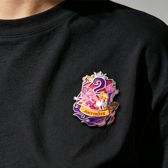 Juicy Fruitie: Origins — Limited Stained Glass Enamel Badge & Laser Ticket Memorial Set
