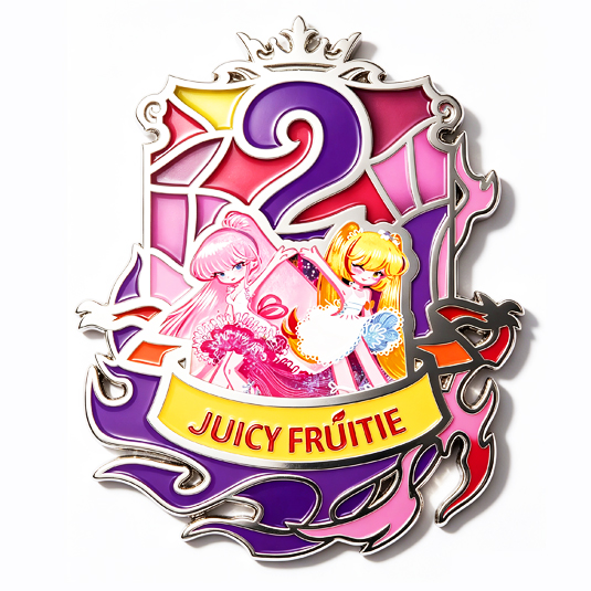 Juicy Fruitie: Origins — Limited Stained Glass Enamel Badge & Laser Ticket Memorial Set